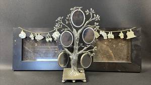 lot 86 image: Tree-Form Photo Frame with 5 Oval Openings and Charm Decorated Photo Frames