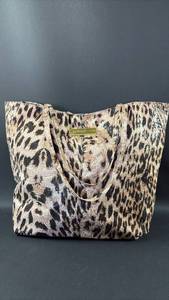 lot 102 image: BaByliss PRO Leopard Print Cotton Tote Bag with Pink Lining and Magnetic Closure