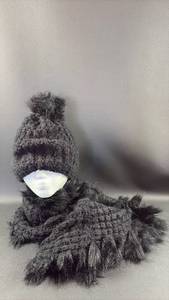 lot 103 image: Soft Knit Scarf and Hot with Faux Fur Trim