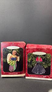 lot 138 image: Hallmark Keepsake Ornament Lot 2 Celebration of Angels & African-American Holiday Barbie