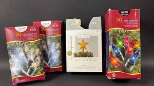 lot 139 image: Christmas Holiday Lighting Lot - Mini Lights, Tree Topper