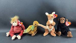 lot 148 image: Ty Beanie Babies Lot of 4 Animal Plush Toys with Tags