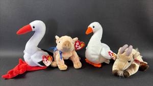 lot 151 image: Ty Beanie Babies Lot of 4 Plush Toys with Tags