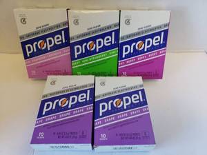 lot 306 image: Propel Fitness Water Zero Sugar Gatorade Electrolytes Powder 5 Boxes 50 Packets