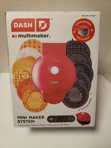 lot 308 image: NEW IN PACKAGE  Dash Multimaker Mini Maker System 4 Inch 7 Removable Nonstick Plates