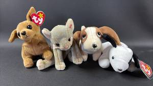 lot 155 image: Ty Beanie Babies Plush Animals Lot 4 Pieces 2 with Tags