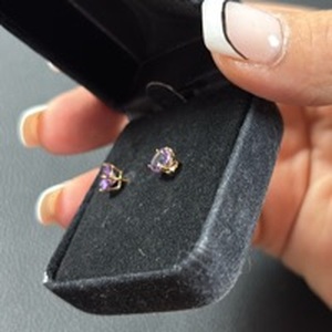 lot 183 image: Fashion Amethyst Studs