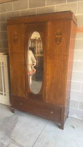 lot 282 image: Armoire with Oval Mirror and MOTHER OF PEARL Inlay