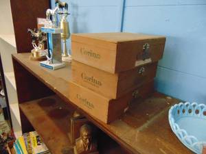 lot 3011 image: 3 Wooden Cigar Boxes
