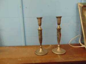 lot 3012 image: Pair of Silverplate Candle Sticks