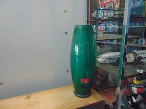 lot 3023 image: Large BlueGreen Glass Vase