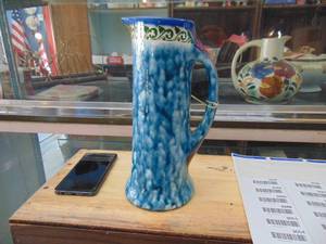 lot 3039 image: Painted Blue Pitcher