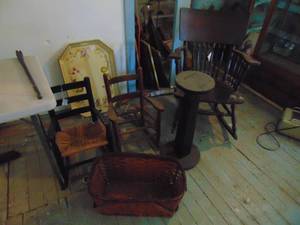 lot 3092 image: Selection of Children and 1 Adult Rocking Chair - Plant Stand - Basket