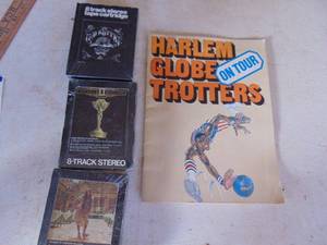 lot 3981 image: 70s Globetrotters program and 8 track tapes