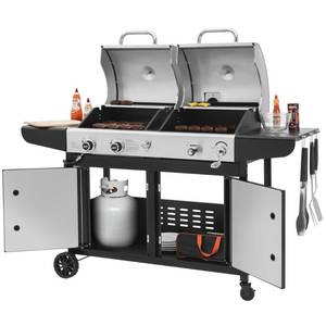 Royal Gourmet ZH3002N 2-Burner Gas and Charcoal Combo Grill - Retail: $499