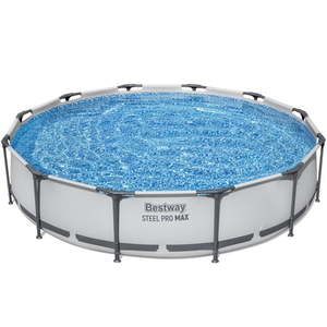 Bestway 12  x 30  Steel Pro Round Frame Above Ground Pool Set with Filter Pump - Retail: $388