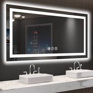 lot 9654 image: LOAAO 55X30 LED Bathroom Mirror with Lights, UL ListedAnti-Fog, Dimmable, 3 Color Temperature, Backlit  Front Lit, Memory Function, Tempered Glass - Retail $299