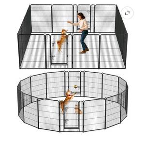 lot 9657 image: 16 Panels Metal Dog Playpen, 40 Height Dog Fence Exercise Pen with Doors for Large Medium Small Dogs Rabbits Cats, Foldable Pet Puppy Playpen for Indoor & Outdoor Yard - Retail $199