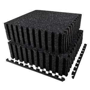 lot 9664 image: AIRHOP 0.56in Thick 96 Sq Ft Exercise Equipment Mats, 24 Tiles Upgraded Rubber Top with High Density EVA Foam, Large Interlocking Puzzle Gym Flooring for Home Gym, Heavy Weight Workout, 24 x 24in - Retail $230