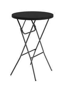 lot 9670 image: Elon Commercial Grade 2.6-Foot Round Black IndoorOutdoor Plastic Bar Height Folding Table - Retail $77