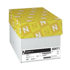 lot 9686 image: Neenah Exact Index Cardstock, 8.5 x 11, 110 lb199 gsm, White, 94 Brightness, 2000 Sheets (40411) - Retail $167