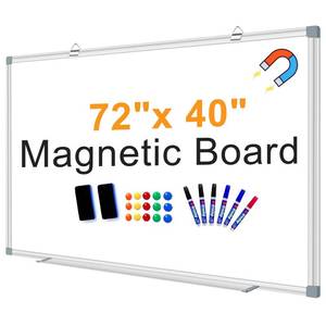 lot 9699 image: H-Qprobd Large White Board Dry Erase Board for Wall 72X40 Magnetic Whiteboard with Long Pen Tray, Presentation Dry Erase Boards for Office, Classroom, School, Home - Retail $210