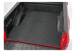 lot 9701 image: Rough Country Rubber Bed Mat for 2015-2022 Ford F-150  5.5 FT Bed - RCM671 , Black - Retail $109