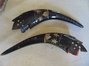 lot 3140 image: Pair of Horns -Engraved