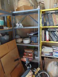 lot 3166 image: Contents of Metal Shelving unit - light globes and more
