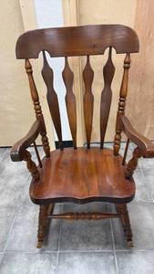 lot 1 image: Wood Rocking Chair with Spindle Back and Turned Details