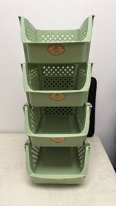 lot 50 image: 4-Tier Stackable Storage Basket Organizer Set (Light Green)