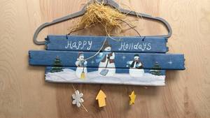 lot 92 image: Happy Holidays Snowman Wall Sign
