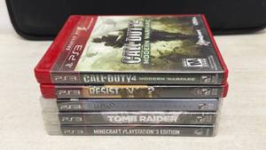 Sony PS3 Video Game Lot of 5: Call of Duty 4 Resistance 2 Batman Tomb Raider Minecraft