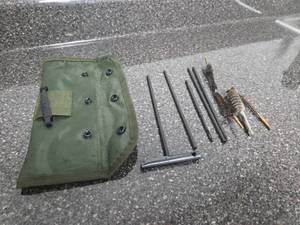 lot 278 image: Rifle Bore Cleaning Kit with Green Canvas Pouch Multiple Brushes Rods