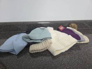 lot 280 image: Lot of Knit Beanies with Pom Poms Multiple Colors