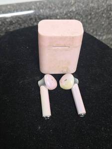 lot 288 image: Wireless Earbuds with Charging Case Pink Iridescent Stem Style