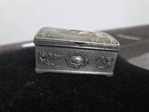 lot 291 image: Decorative Metal Box with Rose and Oval Motifs, Approximately 3 inches