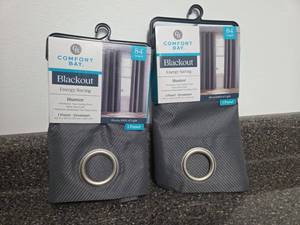 lot 299 image: Comfort Bay Blackout Energy Saving Hunter 84 1 Panel Grommet Curtains Lot of 2