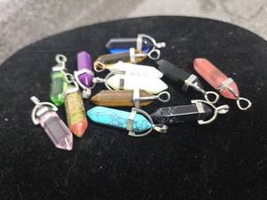 lot 306 image: Lot of Polished Pendants with Silver-Tone Bail Charms