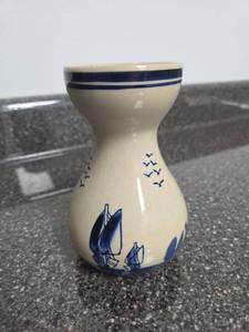 lot 345 image: Blue and White Ceramic Vase with Sailboat and Landscape Decoration