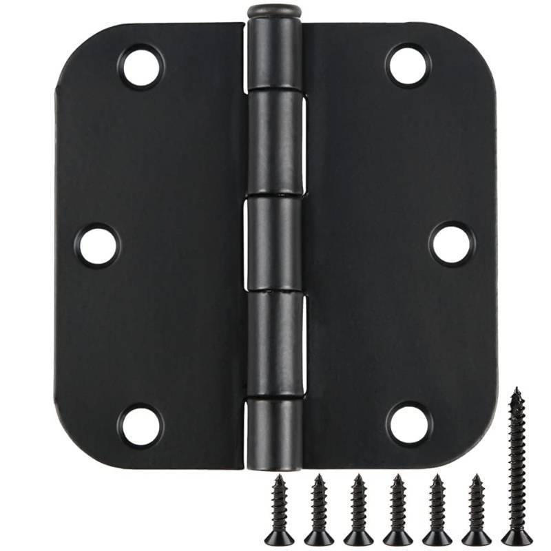 lot 1103 image: 3 Pack Interior Matte Black Door Hinges Rounded 3.5 Inch x 3 12 Indoor Heavy Duty Metal Hardware Kits 3 � 58 Radius Office Flat Hinge for Bifold Doors Decorate Master Guest Bedroom Storage Room Retail $19