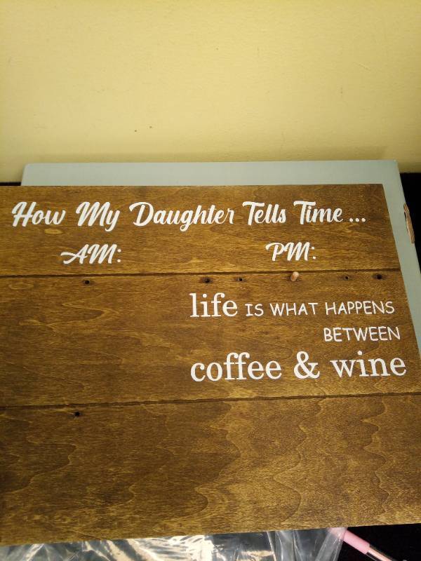 lot 1109 image: Wine Lover Gifts Coffee and Wine Sign Retail $31