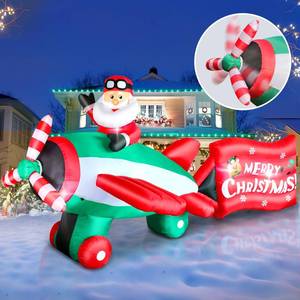 lot 1080 image: Omdekor 10.5 FT Christmas Inflatables Santa Claus on Animated Helicopter, Giant Blow Up Santa Flying Airplane, Built-in Light Inflatable Outdoor Decoration for Xmas Yard Holiday Party Garden Lawn - Retail $72