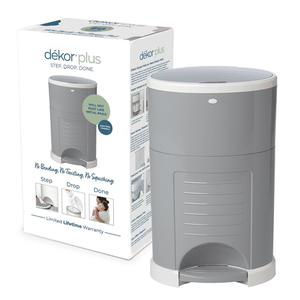lot 43 image: Dekor Plus Hands-Free Diaper Pail  Gray - Retail $136