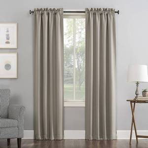 lot 1015 image: Sun Zero Nolan Energy Saving Blackout Rod Pocket Curtain Panel  40 X95   Stone (Single Panel) - Retail $80