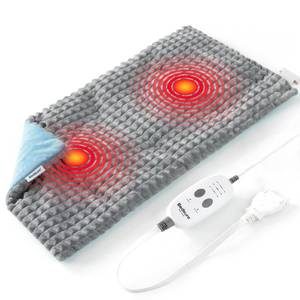 lot 1063 image: Bedsure Heating Pad for Neck and Shoulders Pain Relief, Weighted Massaging Heated Pad for Cramps, Electric Pad with 3 Heat Levels & 3 Massage Modes, 12 x 24, Grey - Retail $72