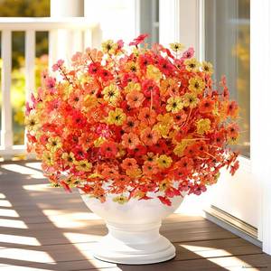 lot 1120 image: Yastouay Fake Mums, 6 Bundles UV Resistant Artificial Mums for Outdoors - Retail $24
