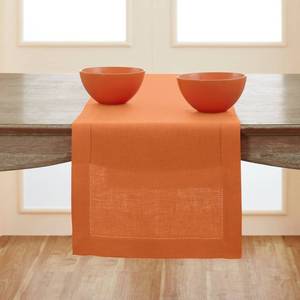 lot 1131 image: Solino Home 100% Pure Linen Table Runner 90 Inches Long, Pumpkin 14 x 90 in - Retail $50