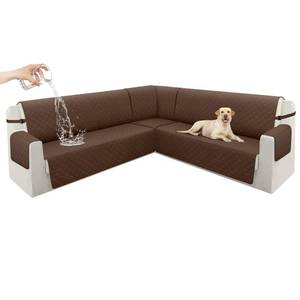 lot 1139 image: ROFASVCO 100% Waterproof L Shaped Couch Cover Sectional Sofa Cover for Living Room Washable Quilted 3-Piece U Shape Corner Sofa Slipcover Set Non Slip Pet Dog Furniture Protector (Dark Coffee) - Retail $90