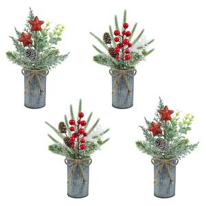lot 1142 image: Caplidou 4 Pcs Christmas Centerpieces for Tables, Small Floral Arrangements Artificial Plants Berry Pine Cone Picks With Vase for Holiday Home Farmhouse Party Decor - Retail $26